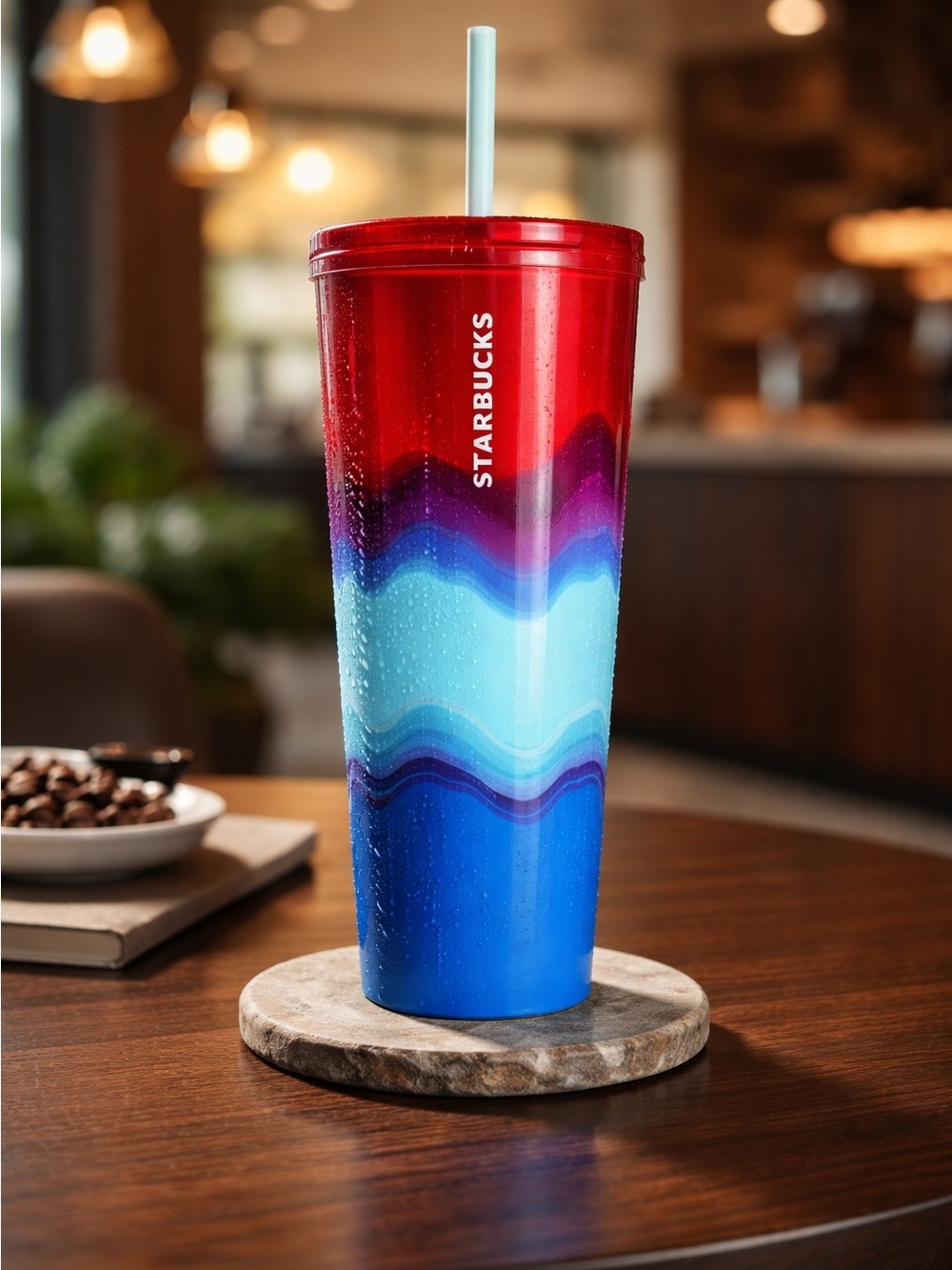 EUC - Starbucks Iced Coffee Cup - Red/ur with Red Lid